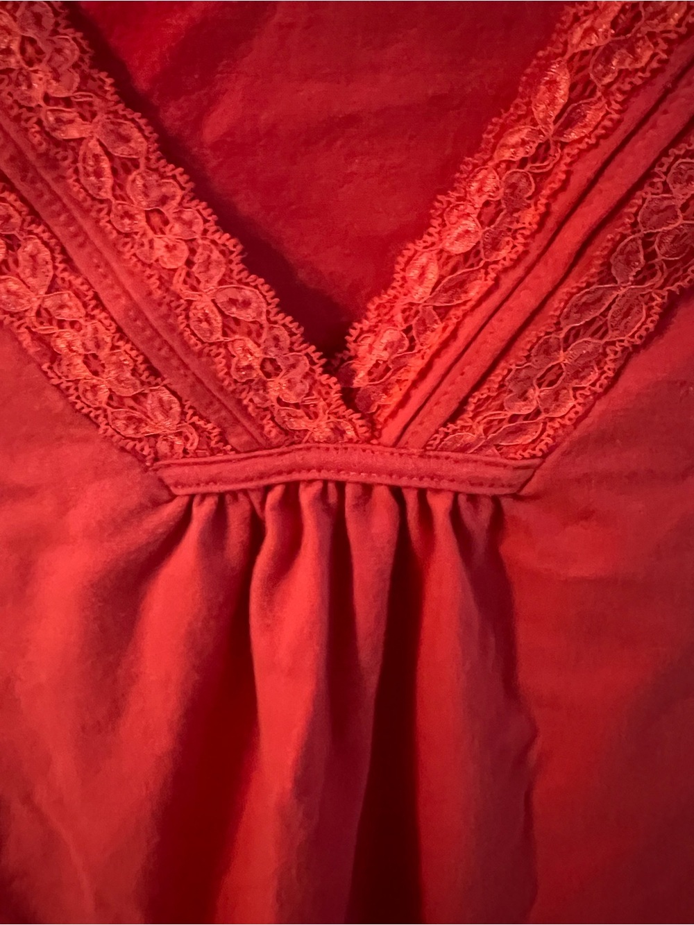 Basic Editions Red Lace-Trim Chemise